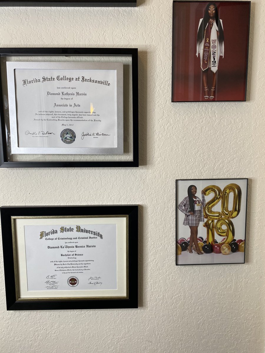 dlathesis's tweet photo. Tomorrow marks a year since I graduated from FSU -Florida State University. My mom and brother added this wall in my house. 😥🥺❤️
In a few years I’ll need more wall room in my hallway; I’m not stopping to the bottom is a law degree. The small things means the most. ✨ #ALUMLIFE https://t.co/c3aHHXfsjZ