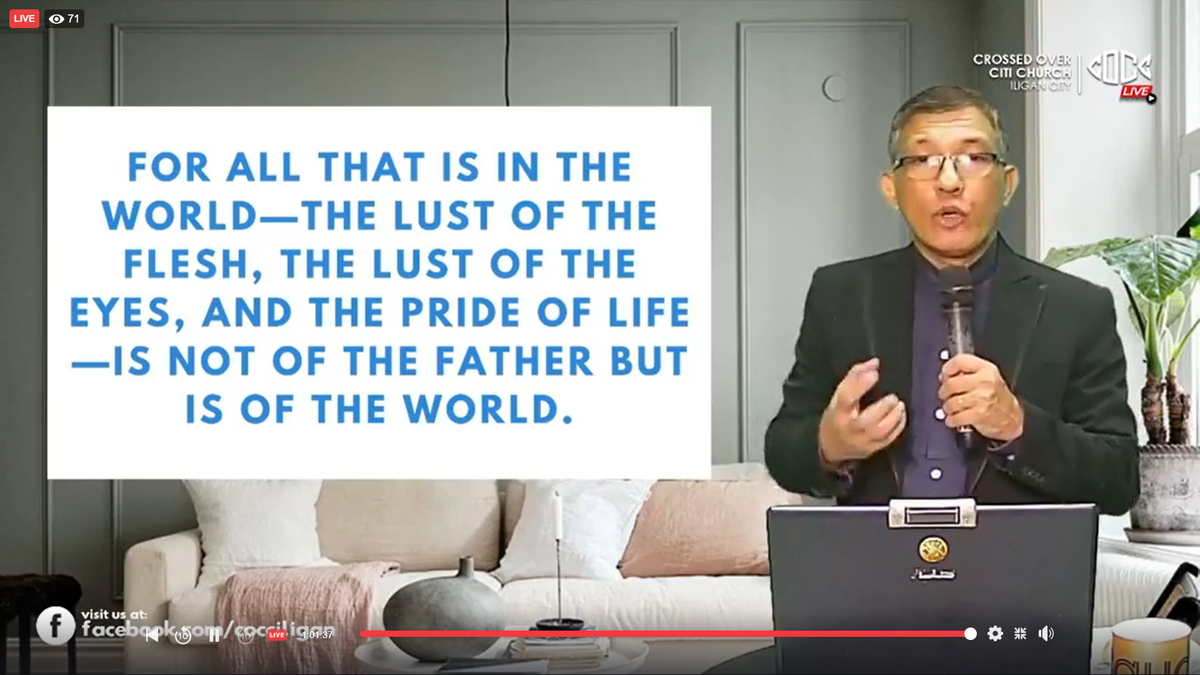 CoccIligan's tweet photo. For all that is in the world—the lust of the flesh, the lust of the eyes, and the pride of life—is not of the Father but is of the world. 

#COCCSundayService #RememberLotsWife https://t.co/xtrUPk2Dwn