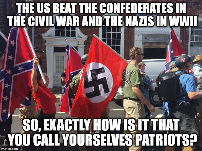 SethFromThe716's tweet photo. Flying the flags of regimes based on hatred of specific groups of people, who we have fought wars against and defeated, yet still bragging about how patriotic you are as you embrace their hateful views and ignore that they killed actual American patriots.
#PointlessActivities https://t.co/Aw9EMb4Jf4