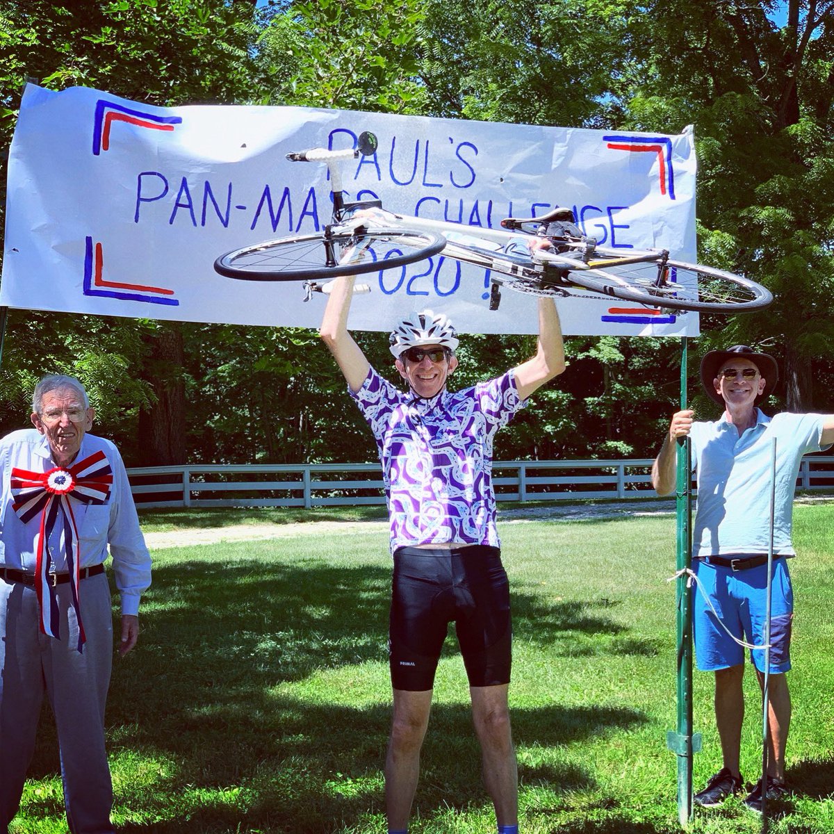 My #PMCReimagined had a REAL finish line, a ❤️ surprise from my family @ end of a 50-mile 🚴. Please support <a href="/DanaFarber/">Dana-Farber</a> &amp; <a href="/StrikeoutCancer/">#JimmyFund</a> by giving to <a href="/PanMass/">Pan-Mass Challenge</a>  #pmc #PMC2020  profile.pmc.org/PS0236
