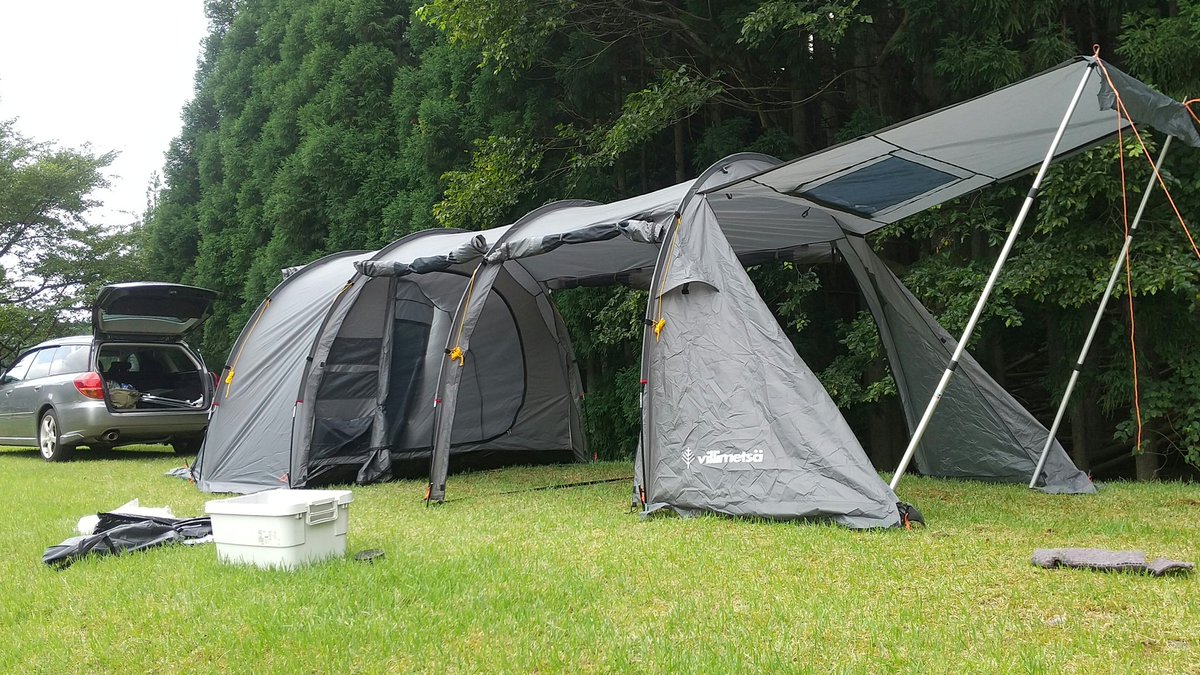 Villimetsa テント 大型 トンネルテント メッシュスクリーン サンシェード 耐水 通気性 収納バッグ付き 4人用 グレー Villimetsa テント 大型 トンネルテント メッシュスクリーン
