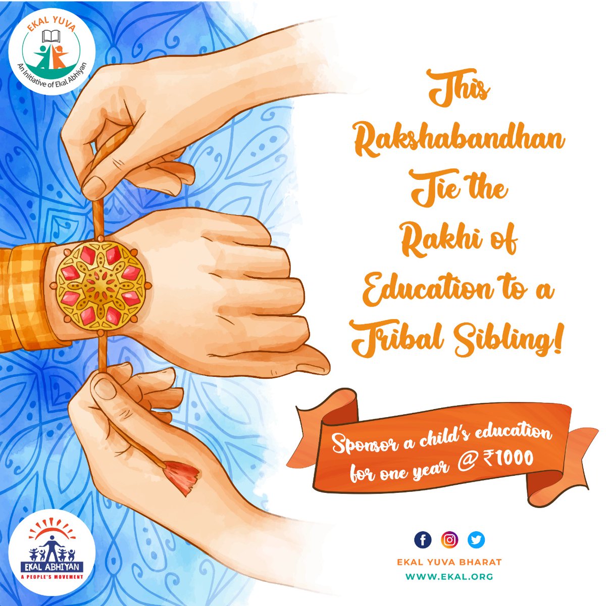 Education is the most powerful weapon you can use to change the world! - Nelson Mandela

Payment link :- tinyurl.com/tribalsibling

#ekalyuva #rakshabandhan #rakhi