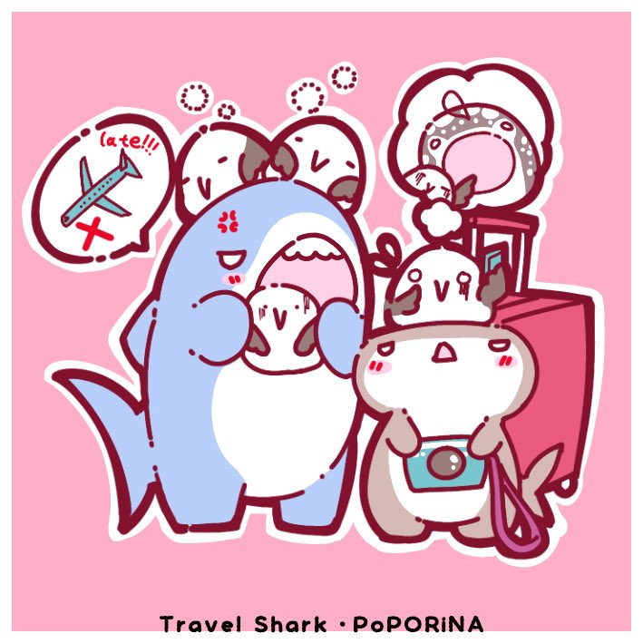 シリーズイラストtravel sharkの4枚 #イラスト #illustration #Illustrations #cute #shark 