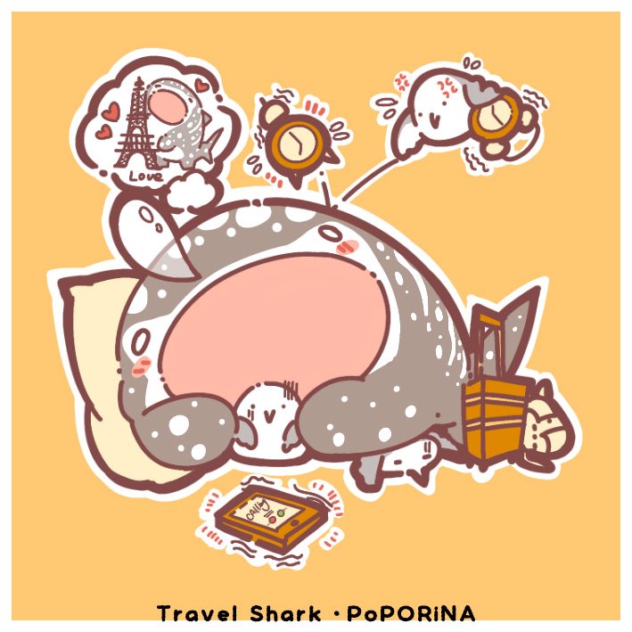 シリーズイラストtravel sharkの4枚 #イラスト #illustration #Illustrations #cute #shark 