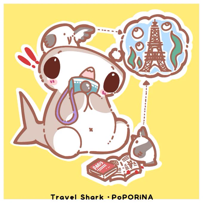 シリーズイラストtravel sharkの4枚 #イラスト #illustration #Illustrations #cute #shark 