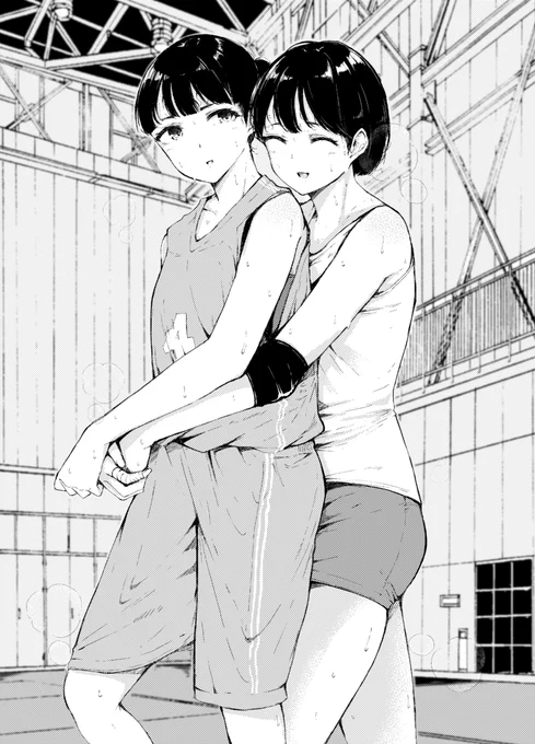 毎週木曜日はバスケ部とバレー部で体育館半面利用だから親友と同じ場所で部活ができて嬉しい女の子たち 