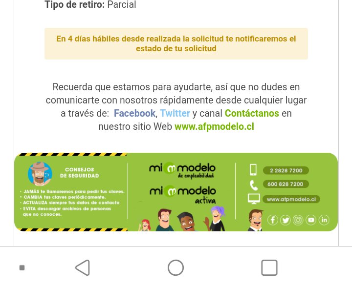 LeteBastian's tweet photo. @AFPModelocl Tengo menos de un millon de pesos y puse en la solicitud monto maximo y me llego un correo con monto parcial , no que se hace en un solo pago ? Ya que tengo menos de un millon dejo constancia , espero que sea un error,veo mucha gente en lo mismo den alguna respuesta clara ! https://t.co/ygMkTsZRvr