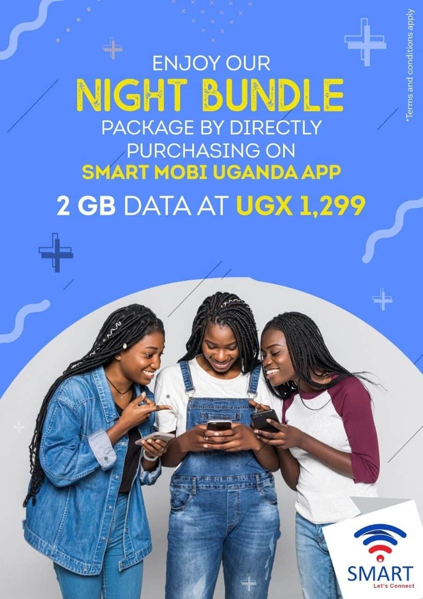 uganda_smart's tweet photo. Enjoy the best NIGHT bundles offers this week! 📲🌟

Simply dial *100# to subscribe to your favourite bundle or download the SMART Mobi Uganda app👇https://t.co/od6qtuvAUA. SMART is regulated by the Uganda Communications Commissio
#SMART #Kampala #Uganda #LetsConnect #EastAfrica https://t.co/iABIf658pp