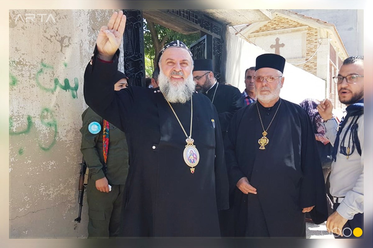 arta_fm's tweet photo. Celebrations to mark the 3rd anniversary of the reopening of Mar Elias Church in #Amuda. Before 2017 it had been closed for 40 years. #Christianity #Rojava #TwitterKurds https://t.co/T25i6Yms5u