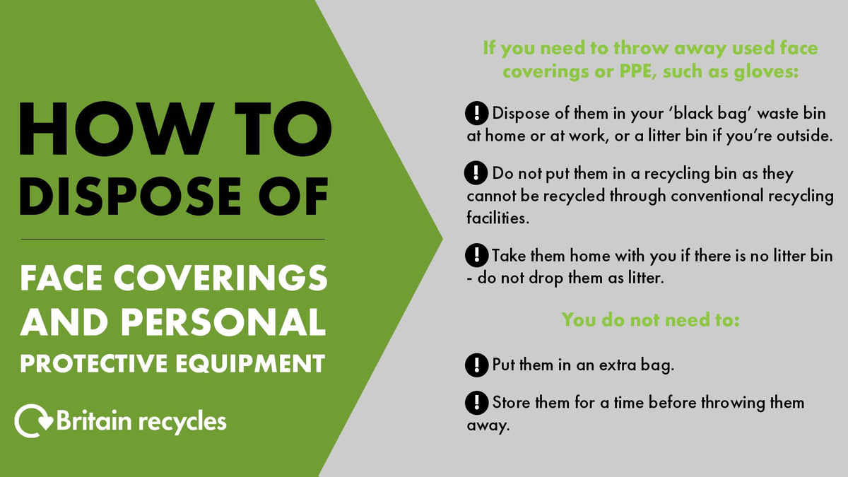 LincolnshireCC's tweet photo. If you've been using disposable masks, remember these need to go in your general waste bins – not recycling. https://t.co/qb4kj66zoI