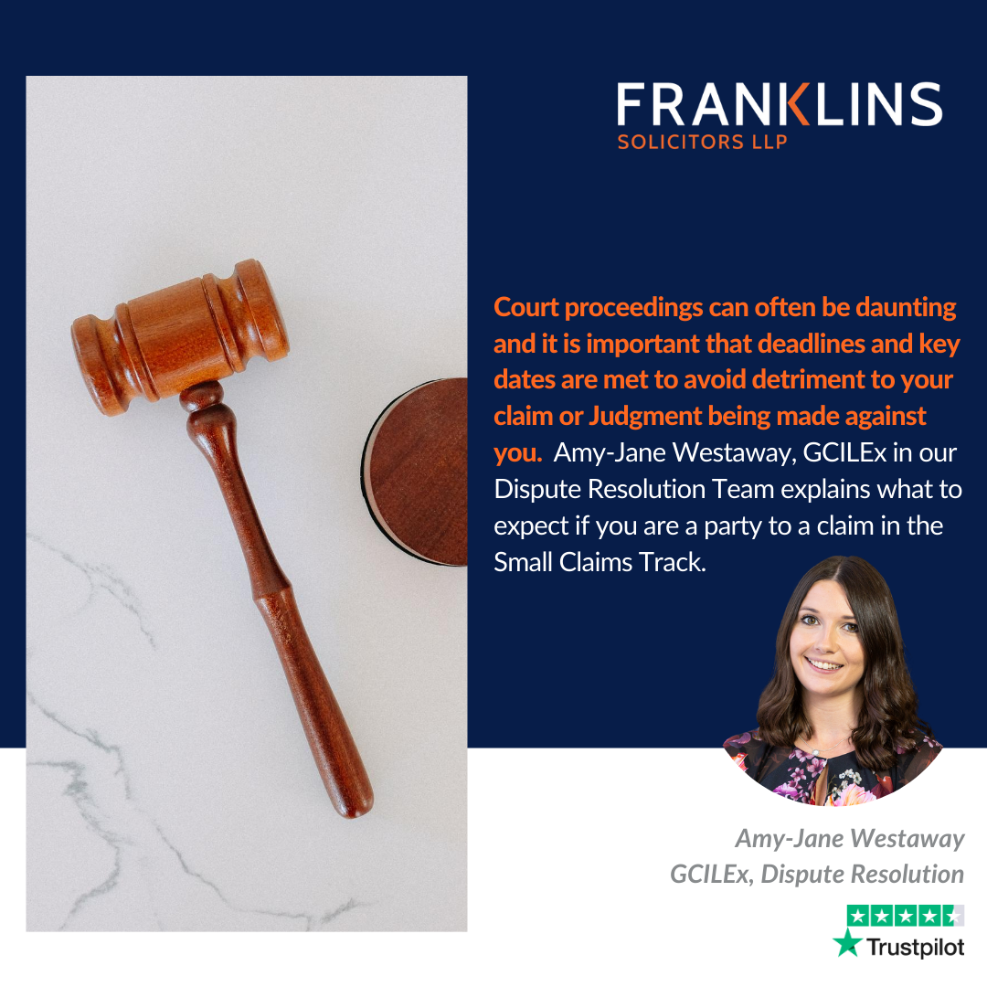 FranklinsSols's tweet photo. Court proceedings can be daunting and it's important that deadlines and key dates are met to avoid detriment to your claim or Judgment being made against you. Amy-Jane Westaway explains what to expect if you're a party to a claim in the #SmallClaimsTrack⚖️ https://t.co/YHzZTzOtvC https://t.co/zRnXkVFFCD