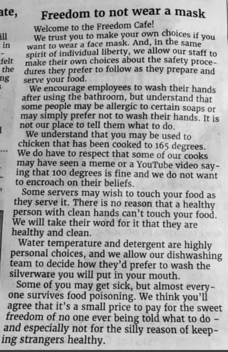 This is brilliant. Enjoy your “freedom” #COVIDIOTS