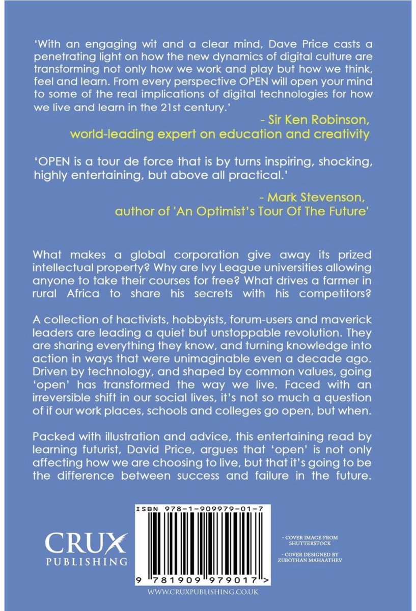 TeachMeGG's tweet image. That’s a great idea! Have you read Open by David Price? Similar to Rose, however it projects to the future and looks at what ‘open’ education/society may look like.. what with bricks and mortar universities no longer the only option etc. #ADEInquiry