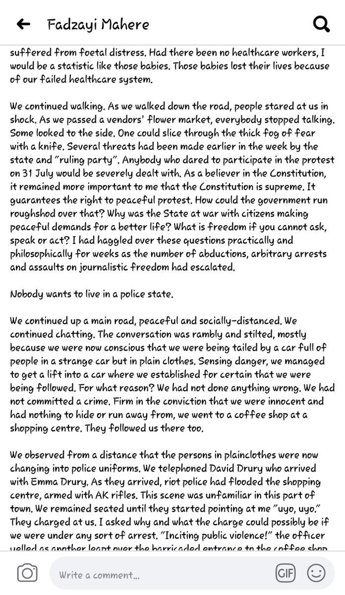 SirChitapi's tweet photo. Fadzayi Mahere's Facebook post guys💔💔Man💔 https://t.co/FdqSEebEa2