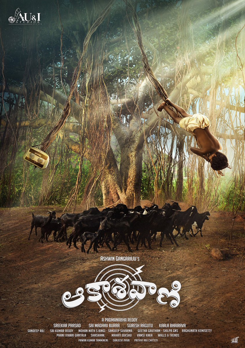 RanaDaggubati's tweet photo. First look of @AakashavaaniM with the super fun team behind it!! https://t.co/CvDb3qev2c
Writer/Director : @AshwinGangaraju
Producer: #PadmanabhaReddy 
Music: @kaalabhairava7
Editor: @sreekar_prasad
Dialogues: @saimadhav_burra
Cast: @thondankani https://t.co/f6Sj6avBFy