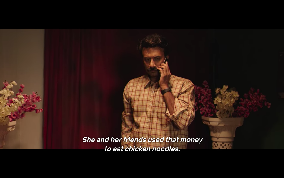 The first scene shouldn't be seen as a suggestion of her selfishness. It is more about Mahesh and how easy it is for him to give things up for love. Also, a kid using relief fund money to eat noodles can't really be used to decide who she is as a person.