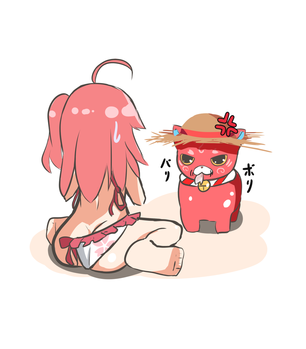 さくらみこ 「みこち、いたずら蟹による海のハプニング発生!(オチもあるよ)
#miko_Art」|途ノ河（とのかわ）@お仕事募集中のイラスト