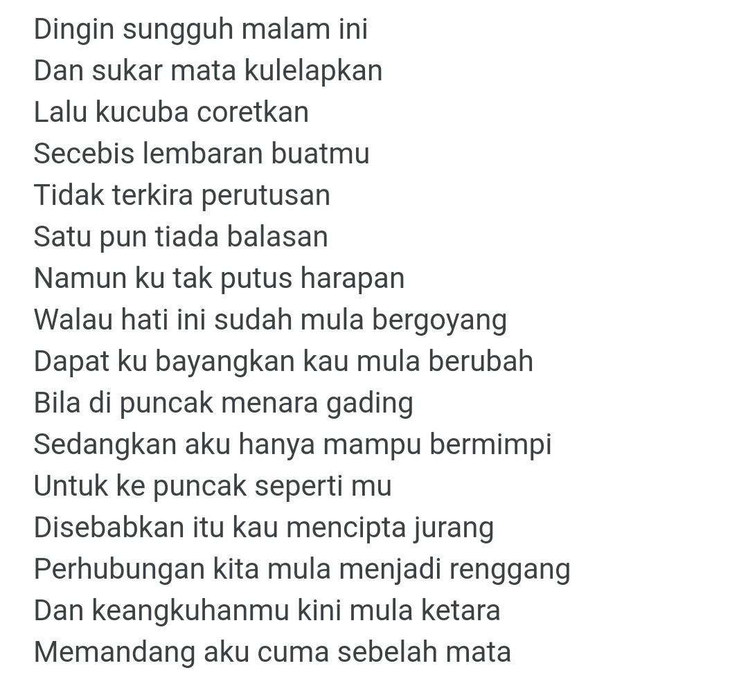 Semakin dingin lyrics malam Malam Yang