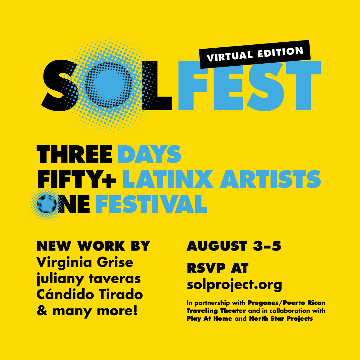 nsprojectsarts's tweet photo. Mark your online event calendars! SolFest 2020: Virtual Edition starts on MONDAY!
#nsprojectsarts #solprojectnyc #pregonesprtt #SolFest2020 #theater https://t.co/TD2W2zfZ2v