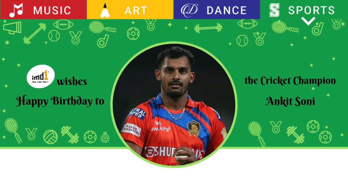 imd1official's tweet photo. imd1 wishes a very Happy Birthday to #AnkitSoni, the amazing bowler of Gujarat Lions IPL team.
Know his story on https://t.co/FYy9baLfuI
#IAmThe1 #MADS+ #Sports #Cricket #GujaratLions #IPL #SundayMotivation https://t.co/l3u9mWnlre
