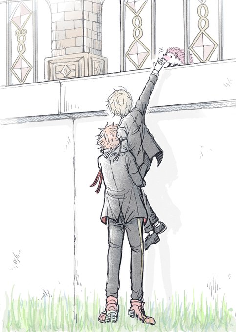 逃亡常習犯捜索中(エー監♥️?)
2枚目はセリフ有

この後ダイビングジャンプしてきたハリネズミちゃんをキャッチするけどバランス崩して仲良く倒れる

※監督生♀

 #twstプラス
 #twst_NL 