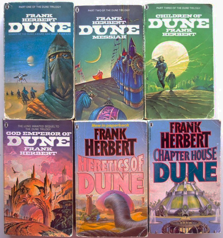 After a slow start, Dune, with its heady melange of interstellar intrigue, warring noble houses, ecology, religion, mysticism & a sandy, spicy desert planet would go on to become a massive hit leading to Herbert writing 5 more books in the Dune saga. Now for the really fun bits