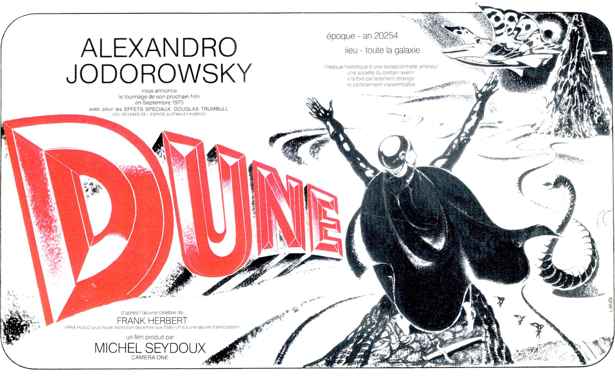 Amongst Dune adaptations, avant-garde filmmaker Alejandro Jodorowsky’s Dune is legendary for being one of the best films NEVER made! To star in it were Orson Welles, Geraldine Chaplin & even Mick Jagger & Salvador Dali. Providing the music? Pink Floyd!