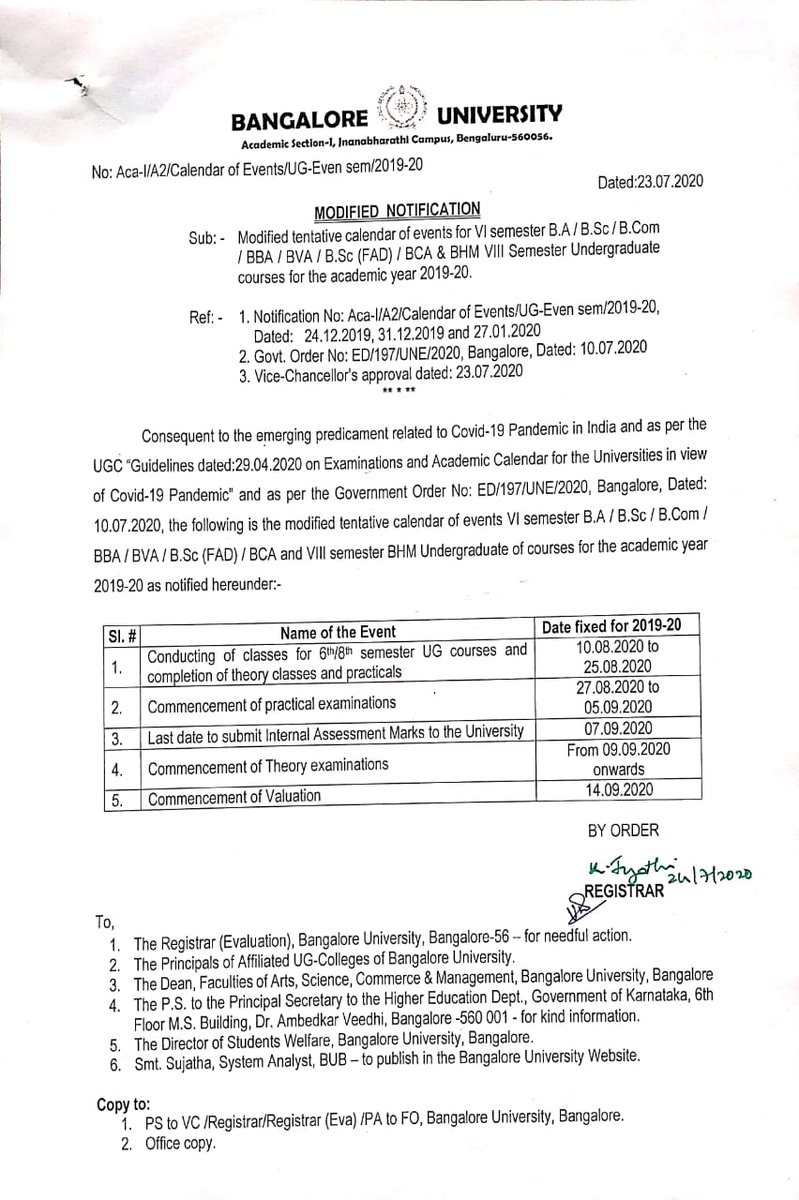akhileshwarbc's tweet photo. @nidhiindiatv Mam please go through it. Bangalore University has already announced their tentative calander of events.
It will be difficult to travel for the students as 20% of them are from other states, please look into the matter and discuss it with higher authorities. https://t.co/bAEpgugdZn