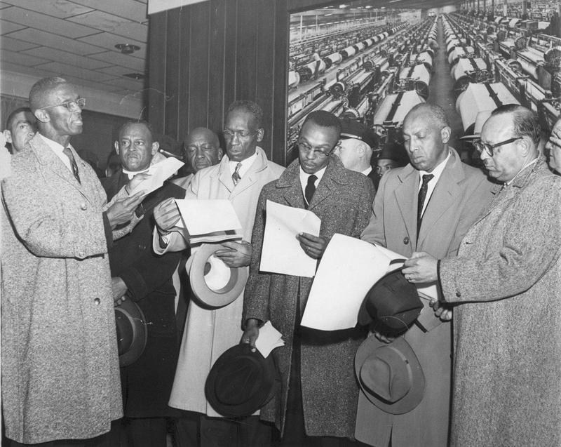 Caption: A.J. Whittenburg, fourth from left, and Willie T. Smith Jr., far right, were among those who marched Jan. 1, 1960 at the Greenville Airport Protest. https://www.zinnedproject.org/news/tdih/greenville-airport-protest/