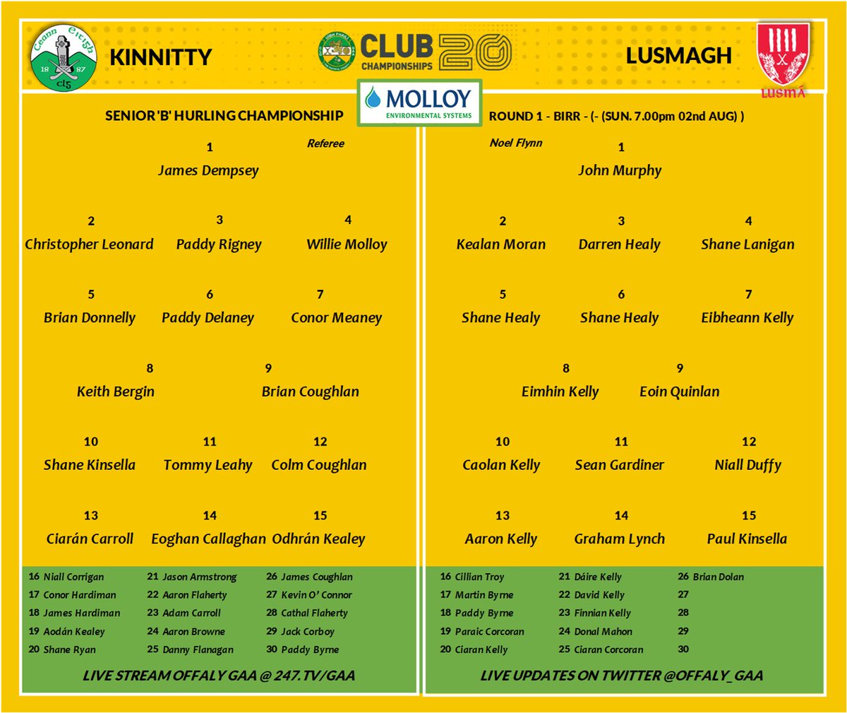 Offaly_GAA's tweet photo. Our final live stream of the weekend is @KinnittyGaa v @LusmaghGAA in the Senior B Hurling Championship at 7pm this evening.
https://t.co/XhHfNFecgc - watch for only €5. https://t.co/I9Ro8drbCE