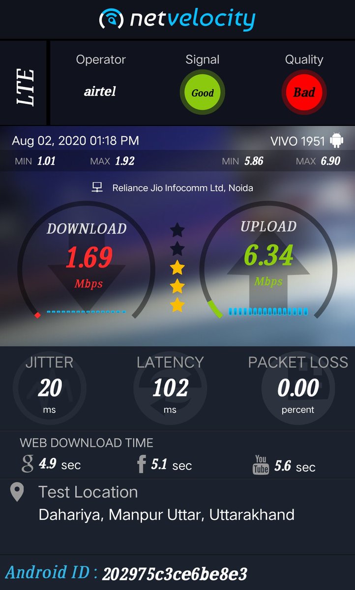RickyBhakuni's tweet photo. #MukeshAmbani #RelianceJio #jio Thats the difference Airtel network speed is far better than Jio #Airtel https://t.co/NLEqAtbqhV