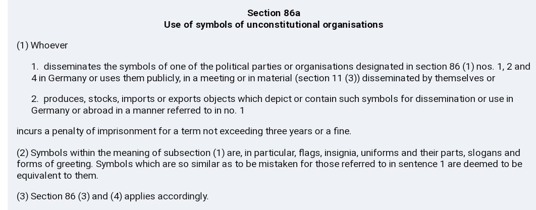 KFortunaT's tweet photo. @AmberD1116 In Germany he would be punished ( § 86a StGb / German Criminal Code). https://t.co/JmfdMzXGHK