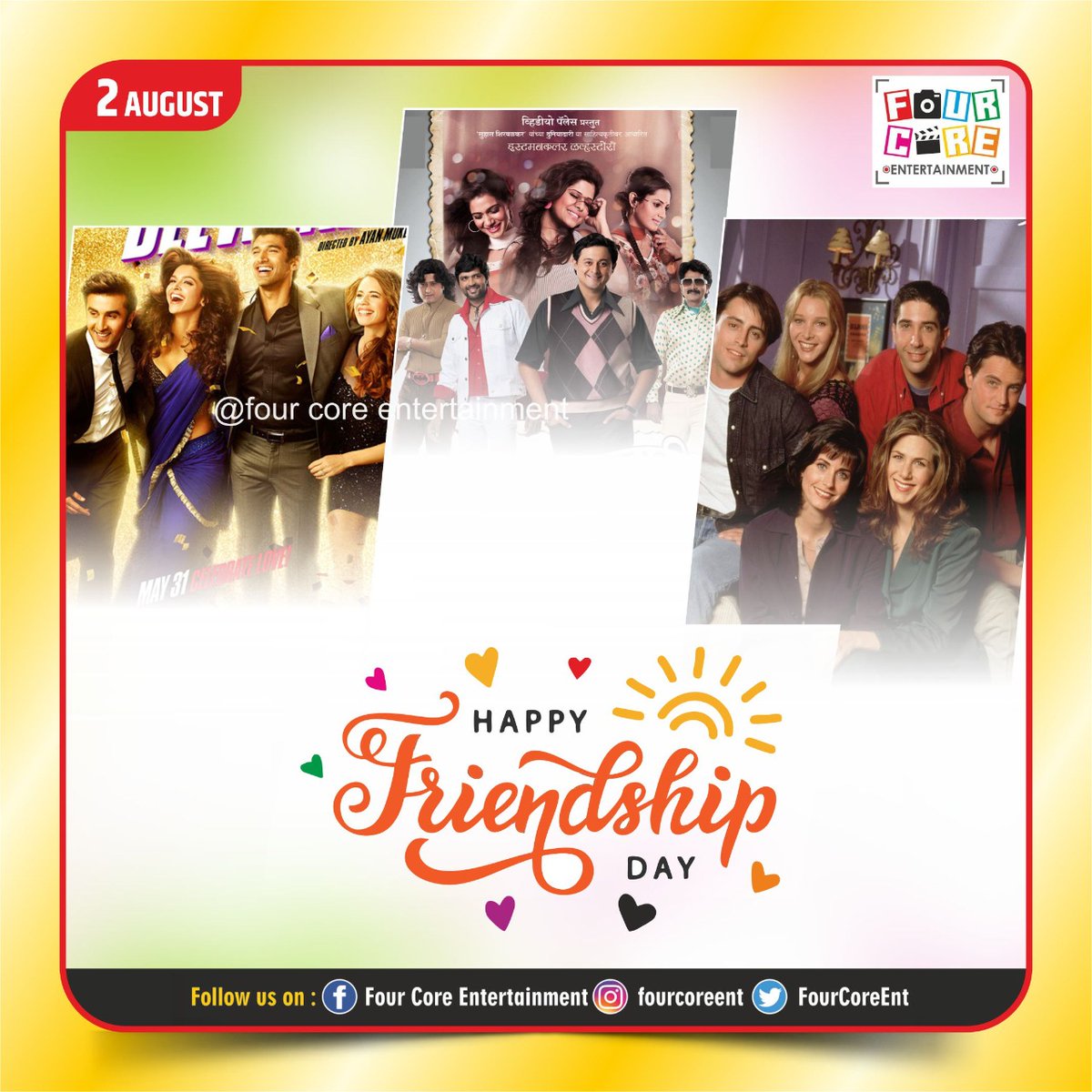 four_ent's tweet photo. मराठी मध्ये, बॉलीवुड-हॉलीवुड मध्ये असे अनेक चित्रपट होऊन गेले ज्यांनी मैत्रीची एक वेगळीच परिभाषा निर्माण केली. तुमच्या आवडीच्या अशा जोड्या, असे यादगार चित्रपट पटापट कमेंट मध्ये सांगा.
#HappyFriendshipDay #teamfourcore #fourcoreentertainment #fourcore #fullfilmy #filmyfriends https://t.co/xdIaTiLtS6