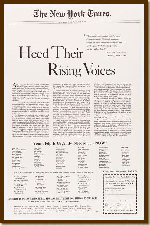 And now I him in the famous 1960 NY Times  @nytimes "Heed Their Rising Voices" ad (Committee to Defend Martin Luther King and the Struggle for Freedom in the South.)Among the many famous names: Rev. Matthew D. McCollom(Orangeburg, S.C.)Text link:  https://www.crmvet.org/docs/60nyt_ad.htm