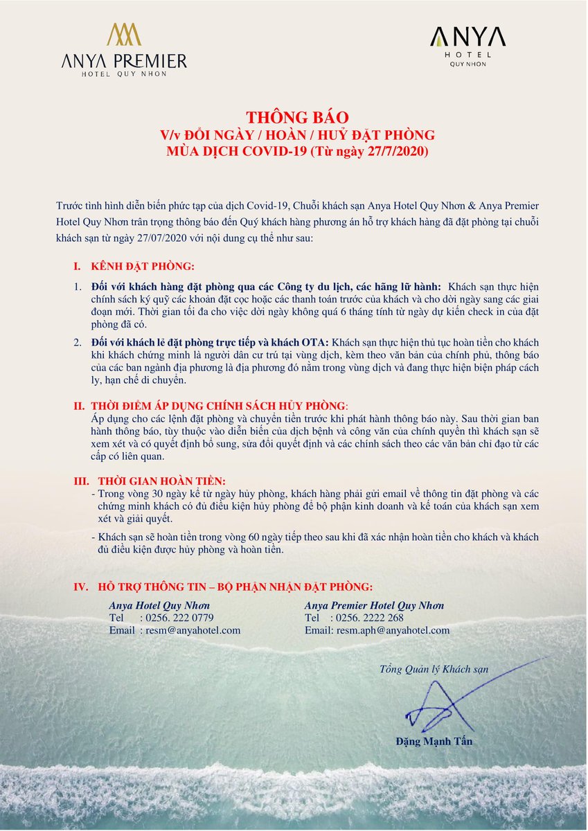 AnyaHotel2019's tweet photo. Một trong những nỗ lực của Anya Hotel Quy Nhơn trong việc đảm bảo quyền lợi và sức khỏe của quý khách hàng trong mùa dịch này chính là việc đưa ra các chính sách hỗ trợ thay đổi kế hoạch lưu trú tại khách sạn. https://t.co/rVk7nLWzcy