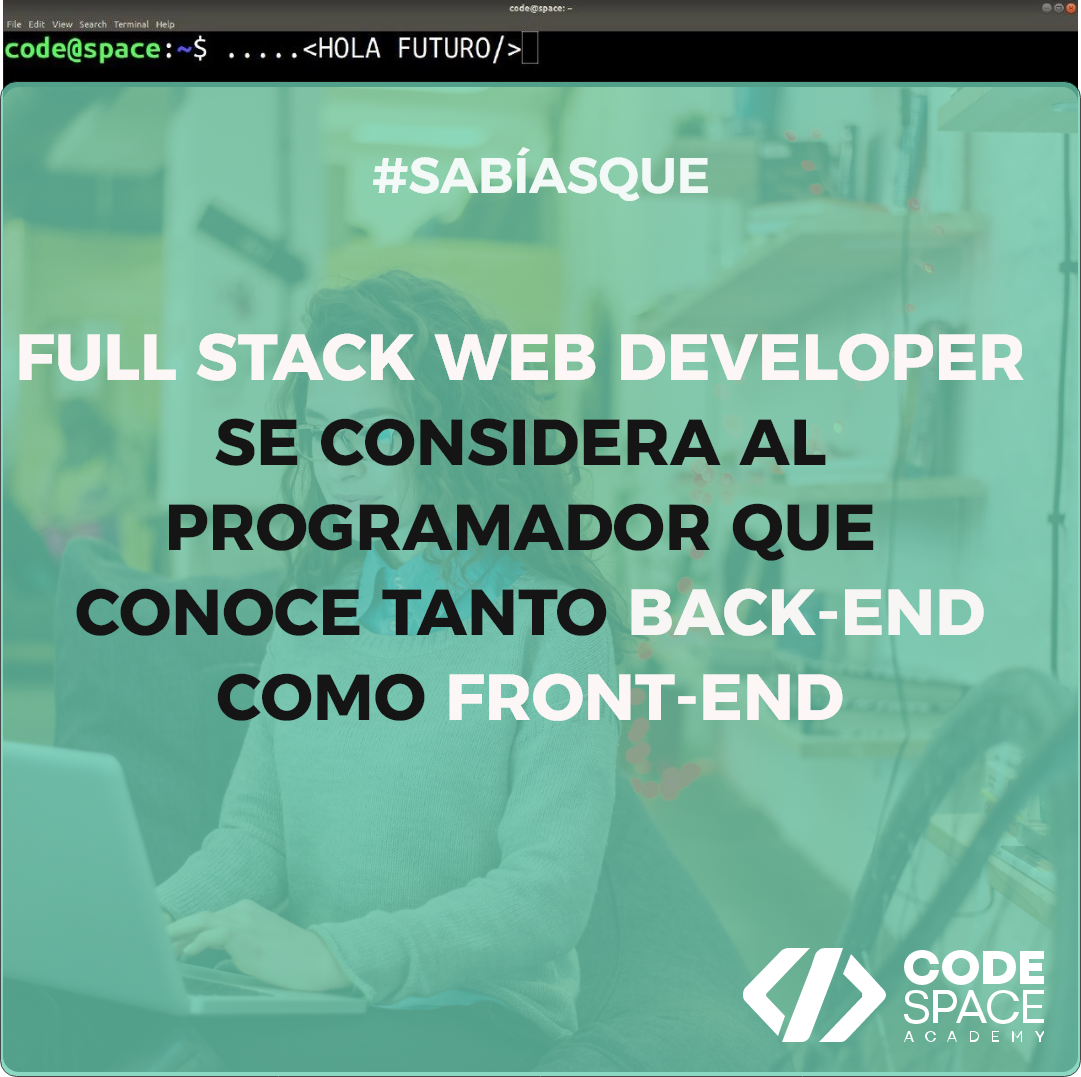 CodeSpaceAcade's tweet image. Hablamos mucho de cursos y ofertas de Full Stack Web Development pero, ¿qué es realmente? Es como se denomina a un programador con un perfil técnico muy completo que conoce bien tanto lo referente al back-end como lo referente al front-end. #webdeveloper #fullstackweb
