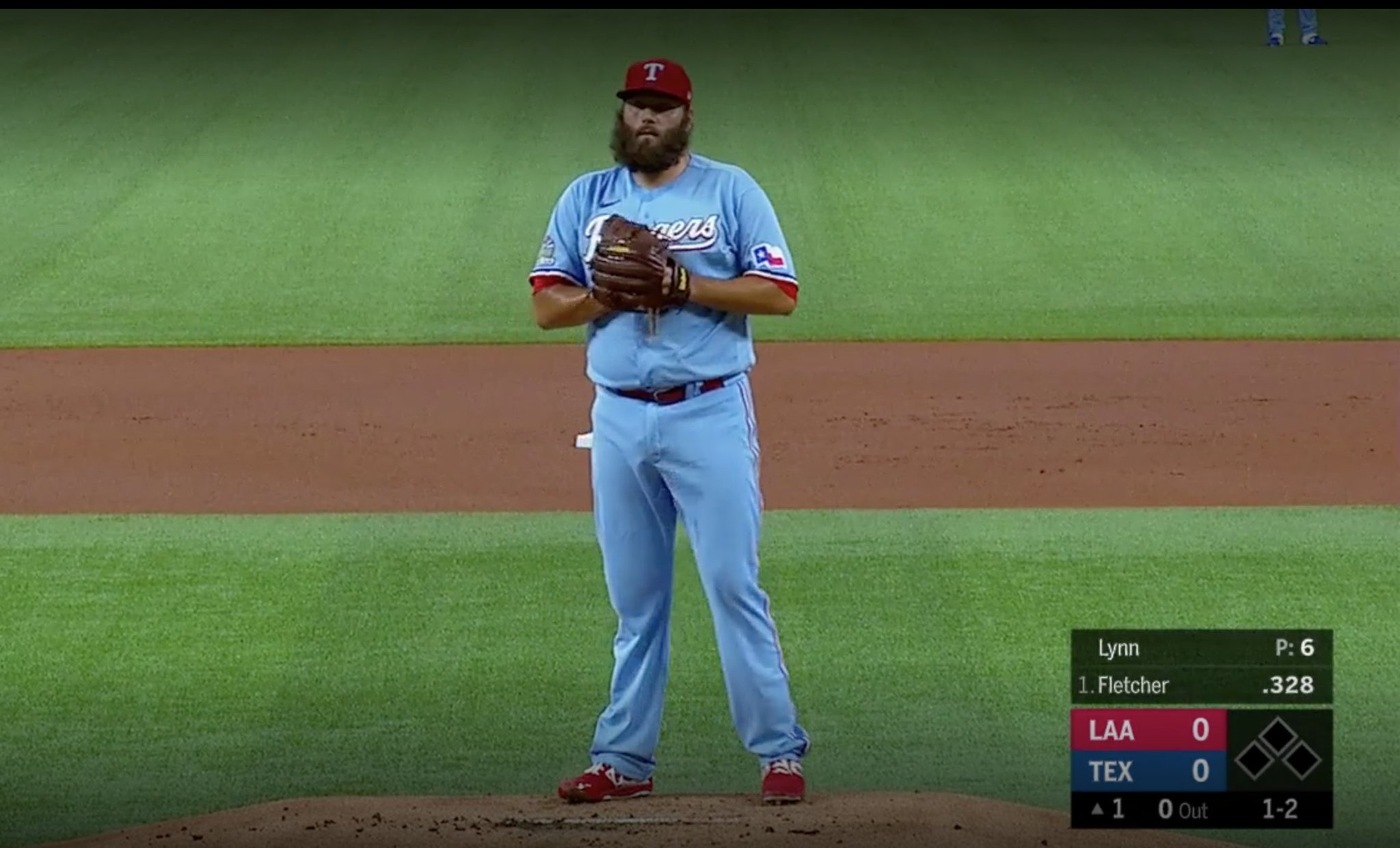 Chris Creamer  SportsLogos.Net on X: Here's the Texas Rangers wearing  their red caps with powder blue jerseys and pants. Why the switch to red?  The Rangers have won two in a