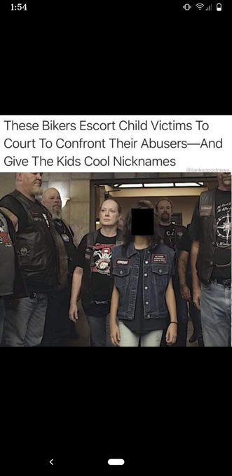 There are groups of bikers that escort child victims to court to face their abusers, and they even give<a href="/tag/trump2020"class="tags"><span>#trump2020</span></a>