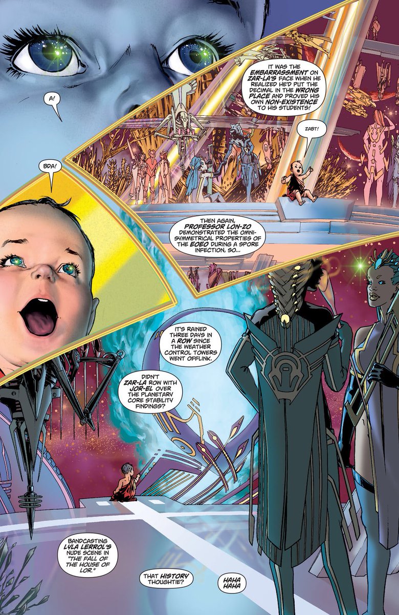 26. The fact that Smallville, Metropolis, and Krypton are all wildly different from each other but all factor into what makes the character.