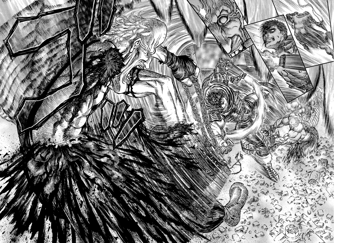 Tharizdun03's tweet photo. I'm sorry, this is getting really repetitive, but holy shit. This is no longer a manga, but an art gallery. #Berserk https://t.co/shUZPnZy44