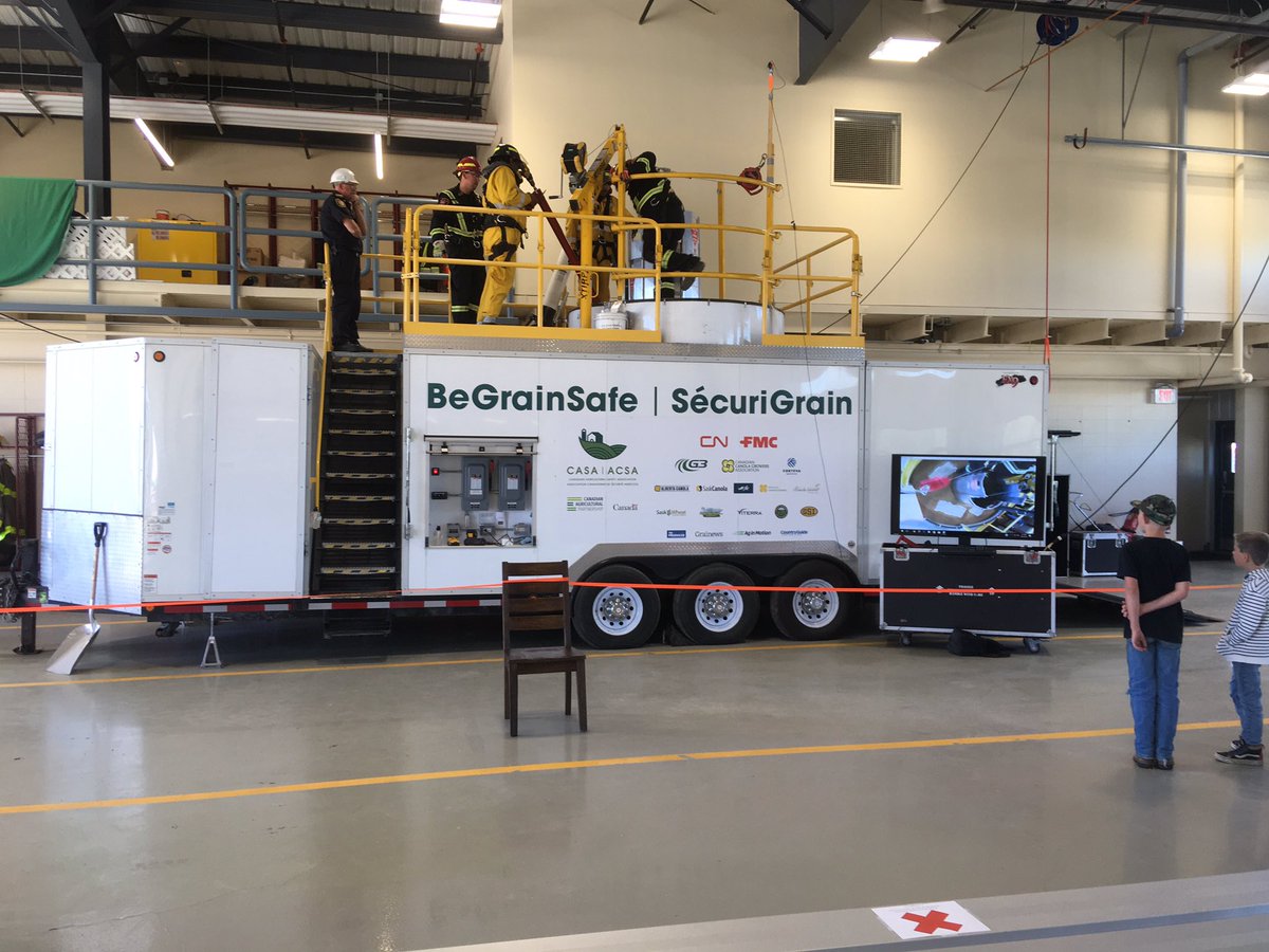 DeBolt Fire Dept. doing a training course and open house demonstration on grain rescue. #BeGrainSafe