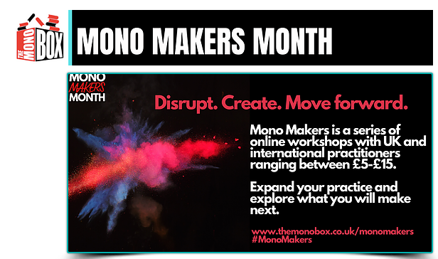 First up we head over to  @TheMonoBox who are moving into their second week of Makers Month - Online Workshops with UK and international practitioners ranging between £5 - £15. Week 2 starts tomorrow, find out more here:  https://www.themonobox.co.uk/monomakers&nbsp;