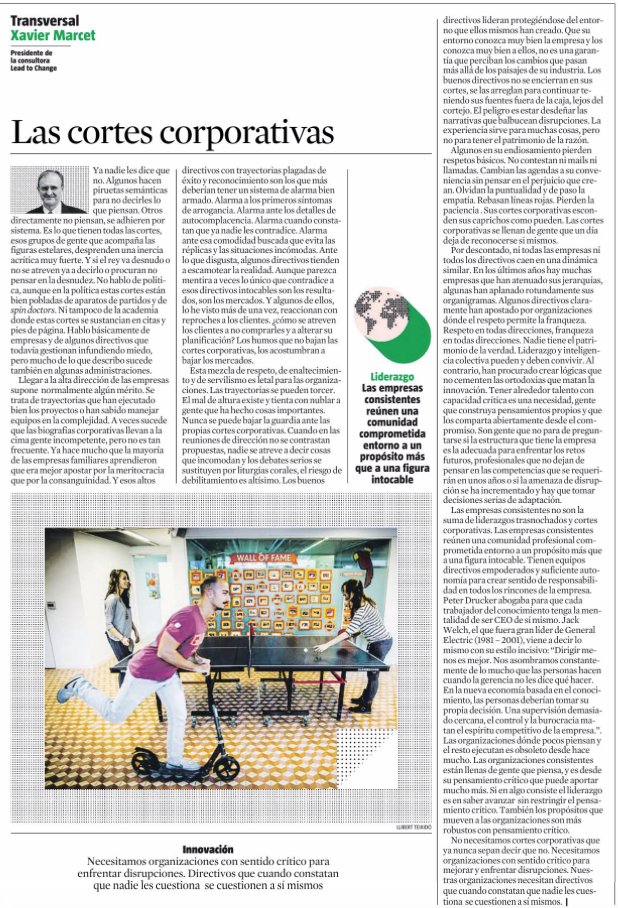 AndresOrtega's tweet photo. "Liderazgo e inteligencia colectiva pueden y deben convivir..."
Necesitamos organizaciones y por supuesto líderes que permitan la crítica... más allá y por encima de las (peligrosas y complacientes) Cortes corporativas...
Siempre un articulo #5stars de @XavierMarcet 
#4thinking https://t.co/Btkq3agBTi