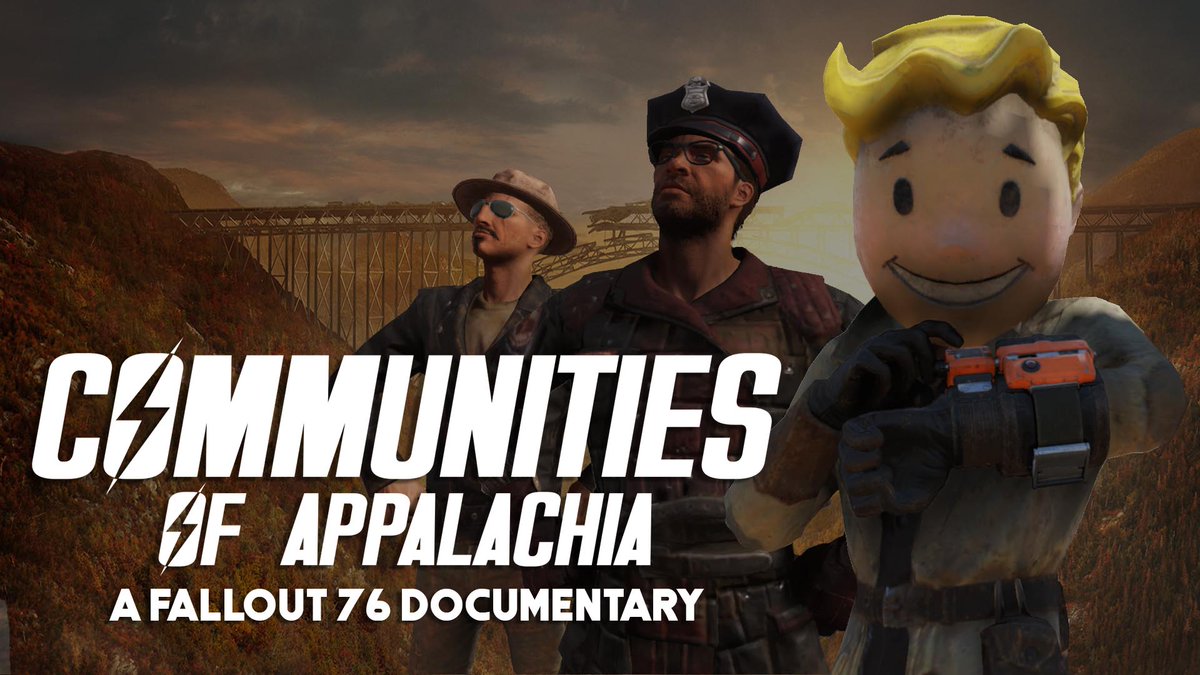 Bundicot's tweet photo. Communities of Appalachia: A Fallout 76 Documentary is now available over on YouTube! Check out the doc that covers the various groups and individuals of post-apocalyptic Appalachia! #Fallout76 #Fallout @BethesdaStudios
https://t.co/l8tNanKe89 https://t.co/whmHyikOHu
