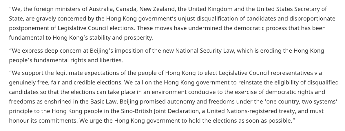 StuartKLau's tweet photo. Five Eyes on Hong Kong: https://t.co/7aVNWZbyT0