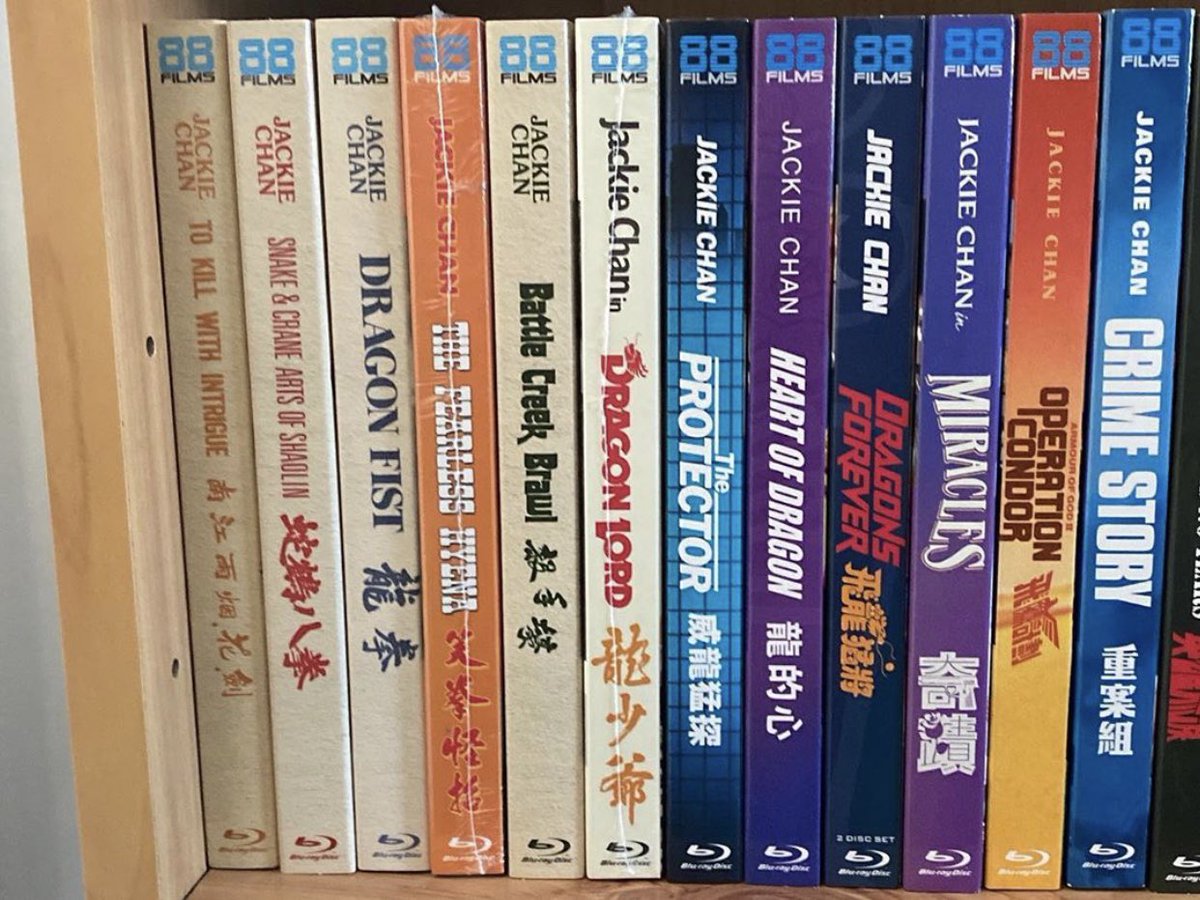 stephenwilson04's tweet photo. @88_Films keeping Jackie Chan fans happy #thefearlesshyena #dragonlord #jackiechan #bluray #goldenharvest #martialartsmovies #88films #88asiacollection https://t.co/hTqorOi3xL