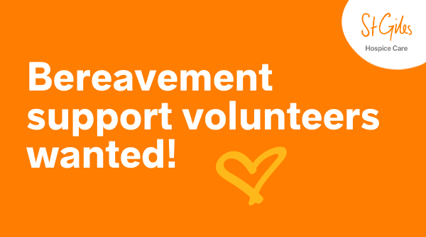 StGilesHospice's tweet photo. We're currently looking for volunteers to help us offer bereavement support 🧡

Anyone interested will need to attend our 'Working with Bereavement and Loss' training course from September. To find out more, please book on to one of our taster sessions 👉 https://t.co/9a7pXEZ7T4 https://t.co/GswdEgDUF8
