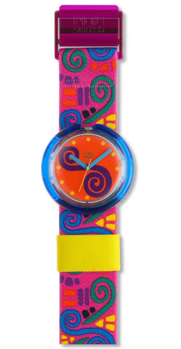 Pop Swatch models (clockwise) ‘Waterskiing’ (1993), ‘Point’ (1993) ‘Popocatepetl’ (1993) & ‘Jumping’ (1991)