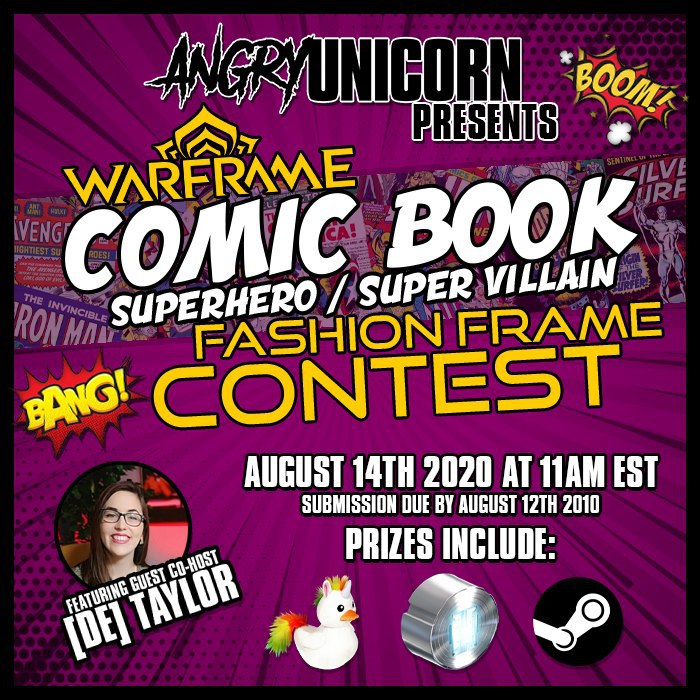 DOCDidIt's tweet photo. We are co-hosting a comic book fashion frame with the wonderful @thetayking on August 14th 2020 at 11am EST sponsored by @PlayWarframe! Prizes include Uni-Duckies, Platinum and Steam games! Please submit your fashion frame no later than August 12th here: https://t.co/G3uT1oPAlN https://t.co/oFYhydxpE0