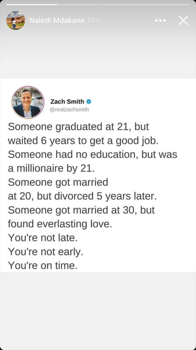 ObertFani's tweet photo. Run your own race , if somebody else succeed before you just congratulate them for your time is coming #love them sundays https://t.co/odqPeYfNid